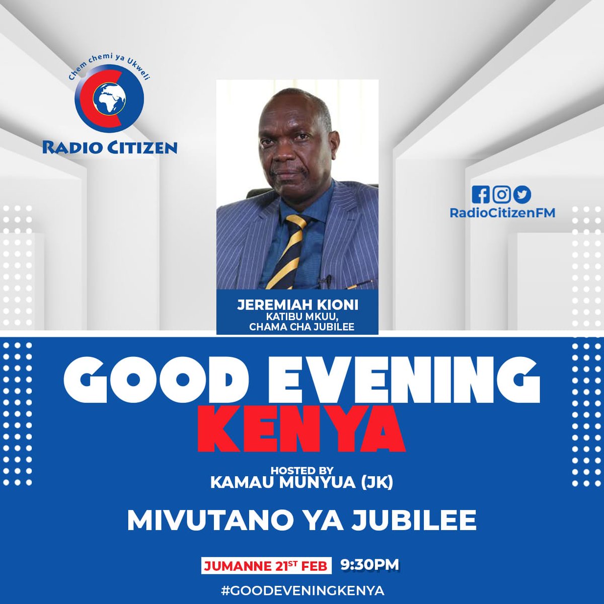 Usiku wa Leo katika #GoodEveningKenya Jubilee ni salama? #RadioNumberOne