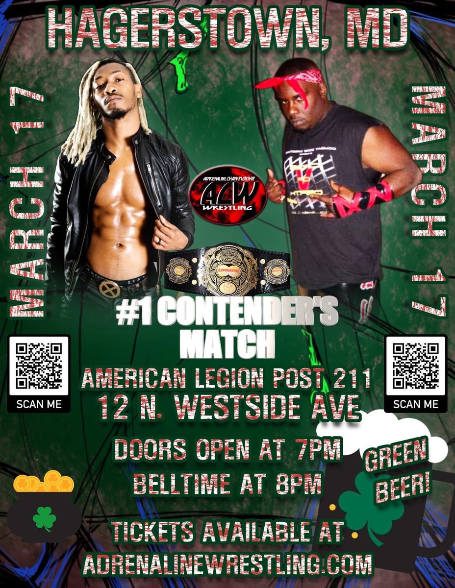 ACW_Pro's tweet photo. 3/17 #LiveProWrestling RETURNS to Hagerstown, MD as #ACWPro presents #StPatricksDayWithAVampire!
#Legendary @gangrel13 will be in action!
2 MEGA #1ContendersMatches as @ChrisSlade25 meets @BlkOutRUCKUS
and #TheNewAgeJobSquad battles #RiotCity!
Tix Available NOW!
#WWERaw https://t.co/LvRezuIv0l
