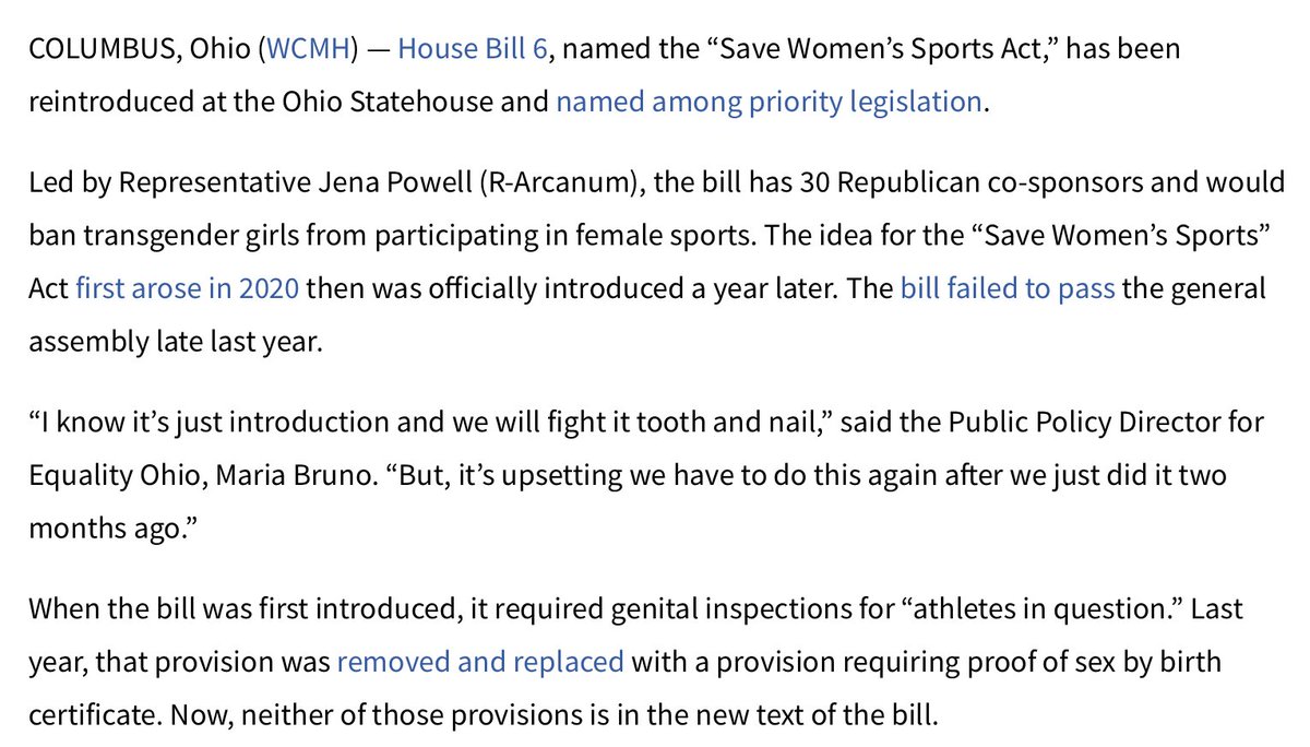 drewtoothpaste's tweet photo. ohio legislators are pushing a transgender athlete ban again. the OHSAA notes that there is literally one transgender athlete out of 400,000 high school athletes in ohio. they are doing this to punish ONE CHILD. diseased state https://t.co/GaAUQze8Se