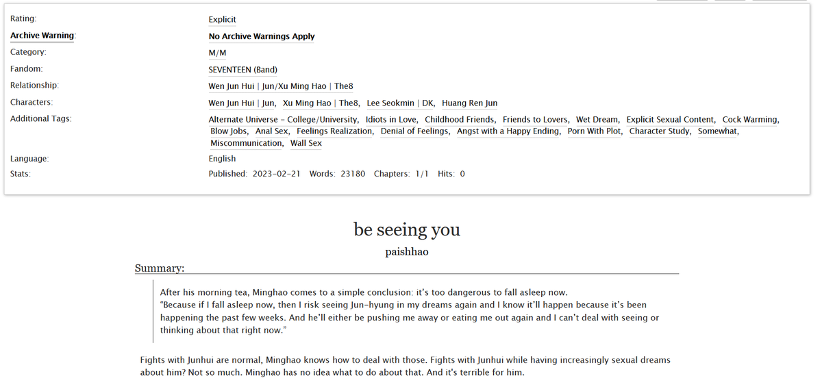 paishhao's tweet photo. be seeing you
💦 junhui/minghao (junhao)
💦 oneshot, explicit 🔞
💦 wc: 23.1k
💦 childhood friends to lovers, idiots to lovers, wet dreams
💦 is angst-comedy a genre
💦 for @svtbingo

https://t.co/fy6ot2auTr https://t.co/VpQNZJlEZB