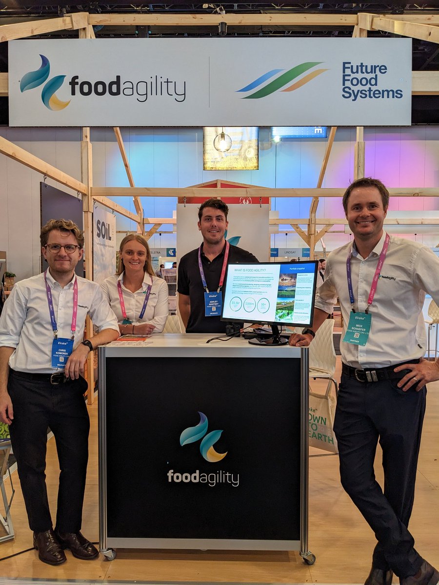 foodagility's tweet photo. Here's our Food Agility team in #Adelaide for @evokeAG! 

Come and say g'day, we're in the collaborative CRC exhibit alongside @FutureFoodCRC @SoilCRC &amp; @FoodWasteCRC! 

#evokeAG #AgChatOz https://t.co/vpg2wsoK38