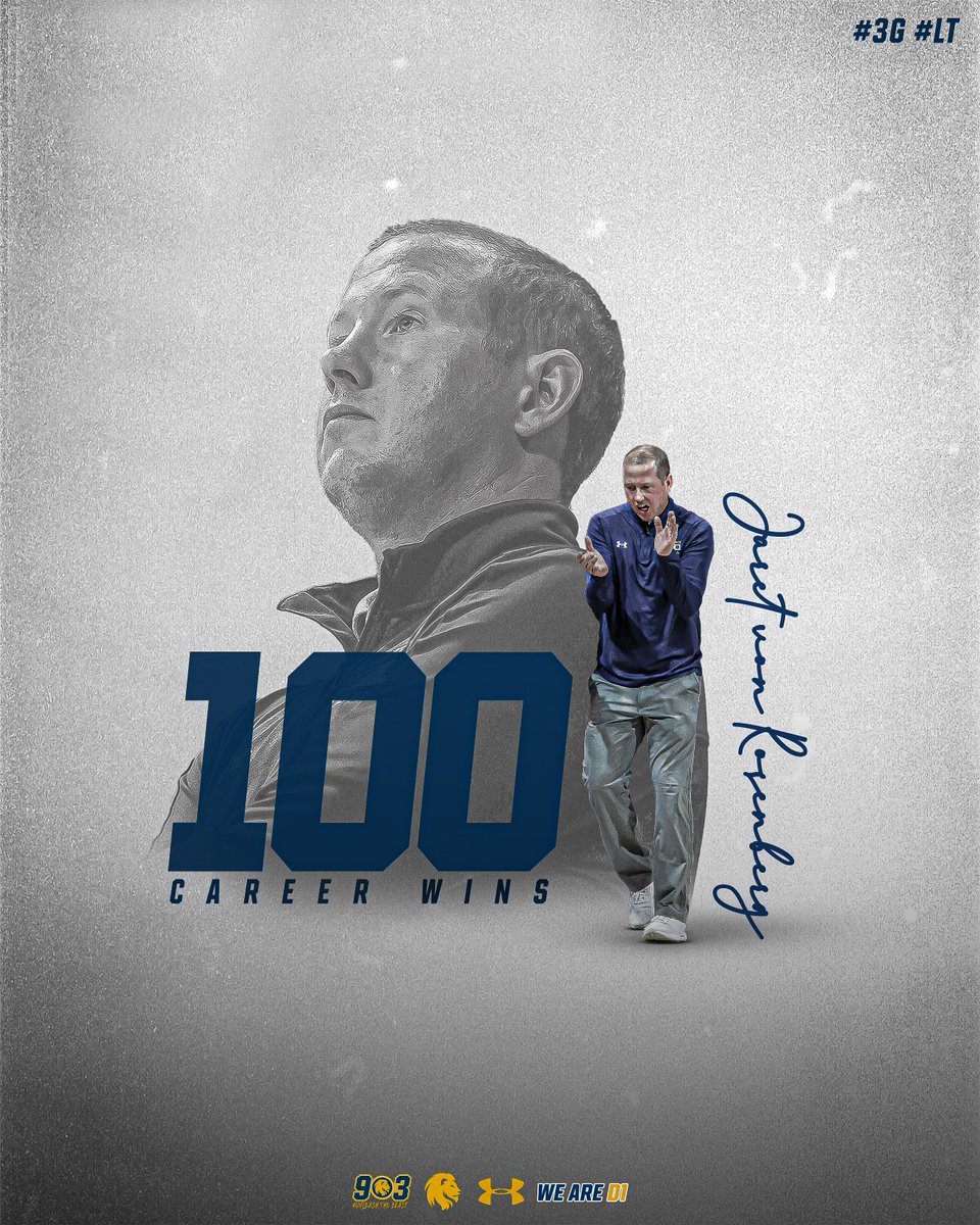 Lion_MBB's tweet photo. With tonight's win, @Coach_Rose1 has picked up career win No. 100! #LT #3G https://t.co/OdAKFTABBi