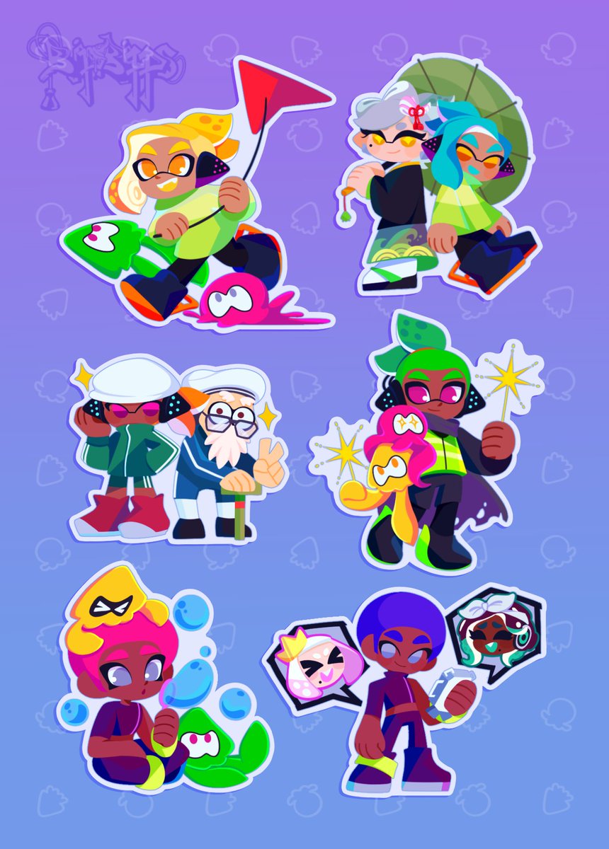BipBipps's tweet photo. Sticker sheet &amp; lanyard I made for @NSBSplatoonZine https://t.co/87WXj9T73j