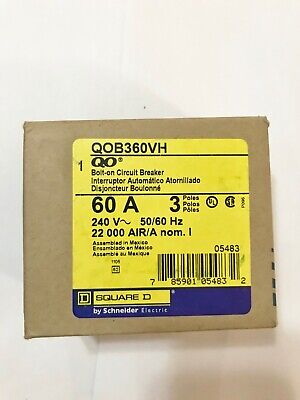Square D QOB360VH 60 Amp 3-Pole Bolt-On Circuit Breaker, 240V, 22kA - New Takeout 5 thumbnail image