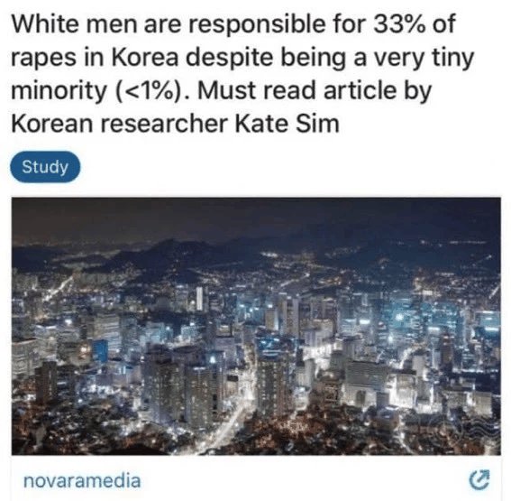 drama_meme's tweet image. Despite being 1% of the population, mayo scrotes commit 33% of all rapes in Korea rdrama.net/post/148913/de… #women #foids #foid
