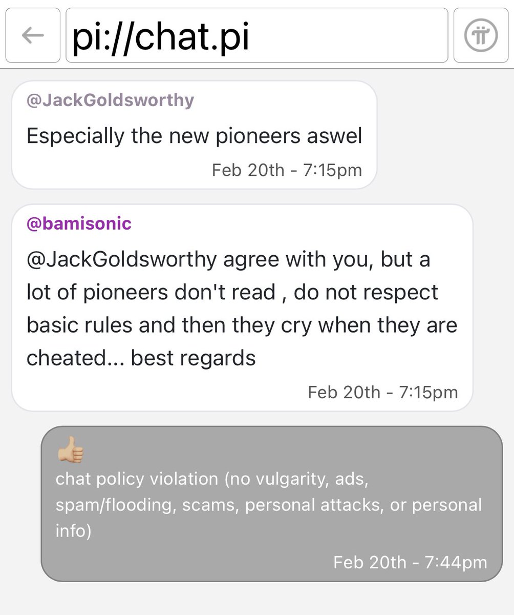 Edycabas's tweet photo. This is the reason why I don’t go to the pi chats, system is trash, I gave a thumbs up 👍🏼 to the comment above, it was flagged as a violation.
@PiCoreTeam 
@NicolasKokkalis 
@BSCNews 
#PiNetwork
#PiNetworkPakistan #PiNetworkKYC #Picommunity $pi #pi https://t.co/jGW2rT0I3n