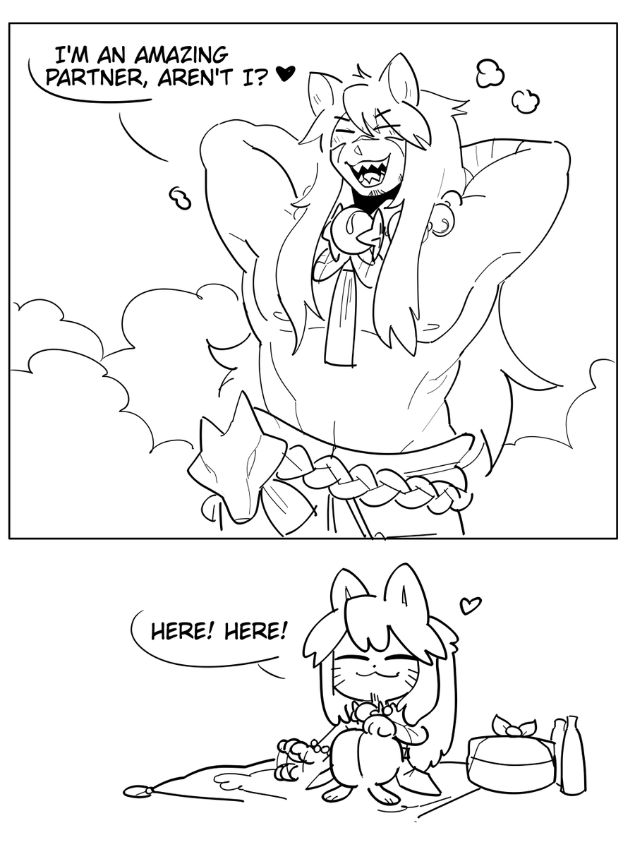 MeaowoOwo's tweet photo. Here it is, my first Settphel comic a little longer than usual. :D

After embarking on a big journey, Sett takes some time off to spend with an important friend.
#Sett #Aphelios #Settphel 
 (1/4) https://t.co/DWIPzmDwqz