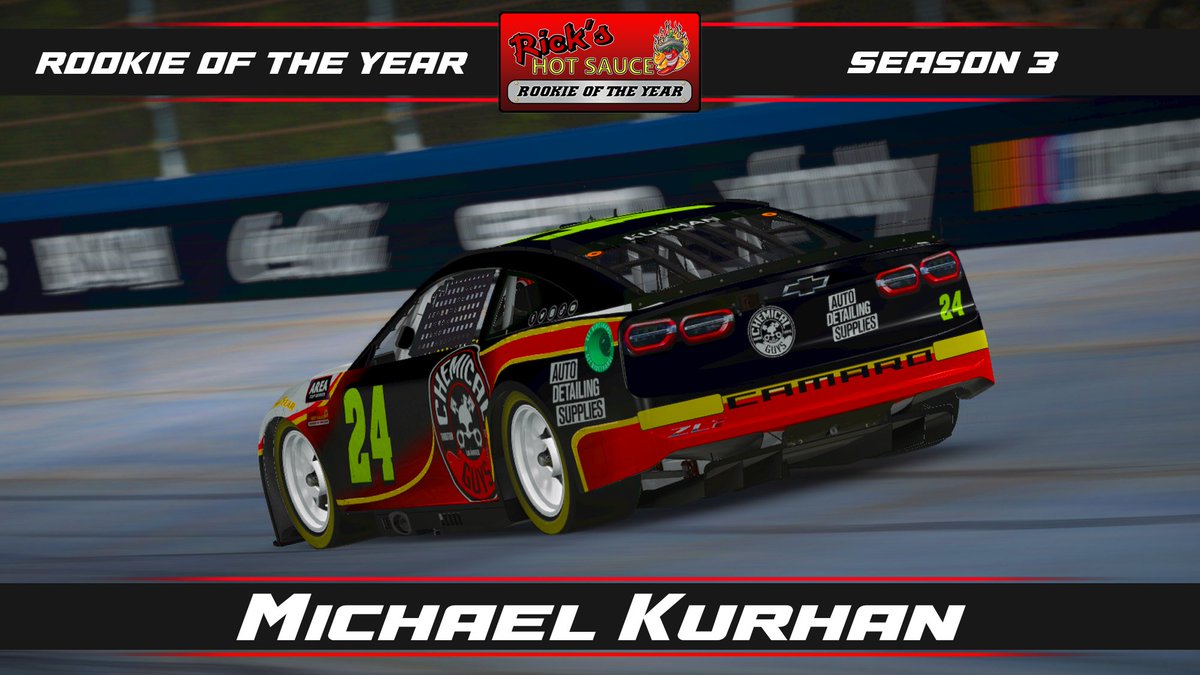 With his second place finish in the AREA Cup Series Season 3 driver standings, <a href="/MichaelKurhan24/">Michael Kurhan</a> has won the <a href="/RicksHotSauce/">Rick’s Hot Sauce</a> Rookie of the Year award and will take home the $100 cash prize! 🟨💸