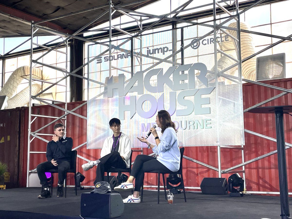 Take your DeFi knowledge to the next level at #HackerHouseMelbourne with <a href="/DriftProtocol/">Drift</a>'s Damian, <a href="/ZetaMarkets/">Zeta Markets</a>' Adrian, and <a href="/orca_so/">Orca 🌊</a>'s <a href="/KayZizzle/">Kiko</a>.

Join the conversation to learn how to build killer <a href="/solana/">Solana</a>-powered protocols! 🔥