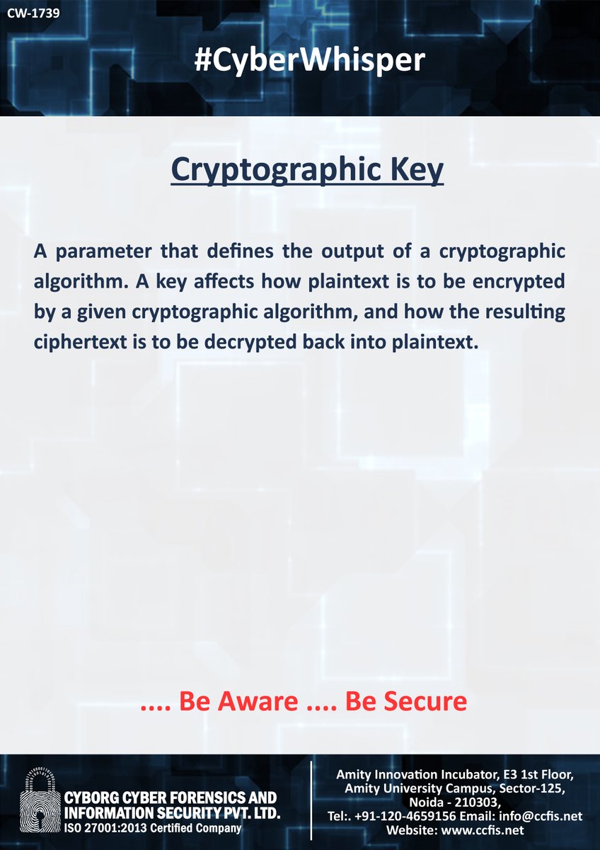 jssodhi's tweet photo. #CyberWhisper #CyberSecurity #CryptographicKey https://t.co/gTkcYPDxG0