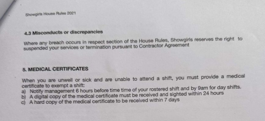 For all the NZ clubs that exploit our friends &amp; community. Don't think we don't see you, we have your contracts too 💅 Showgirls, interesting that you expect your independent contractors to provide medical notes and you withhold earnings from "walkouts" (leaving when you want)