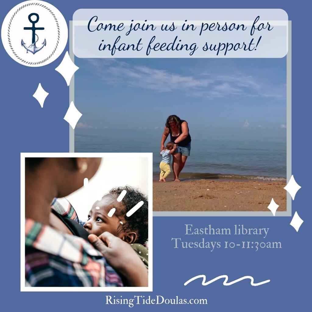 risingtidewomen's tweet photo. Come join us tomorrow (2/21) at the Eastham public library from 10-11:30 for good company and good support! Come hang out (with masks on!) in a lovely, welcoming space where you will be supported and cared for and get your infant feeding questions answer… https://t.co/36UHSsYdYf https://t.co/8LmVkTKn3R