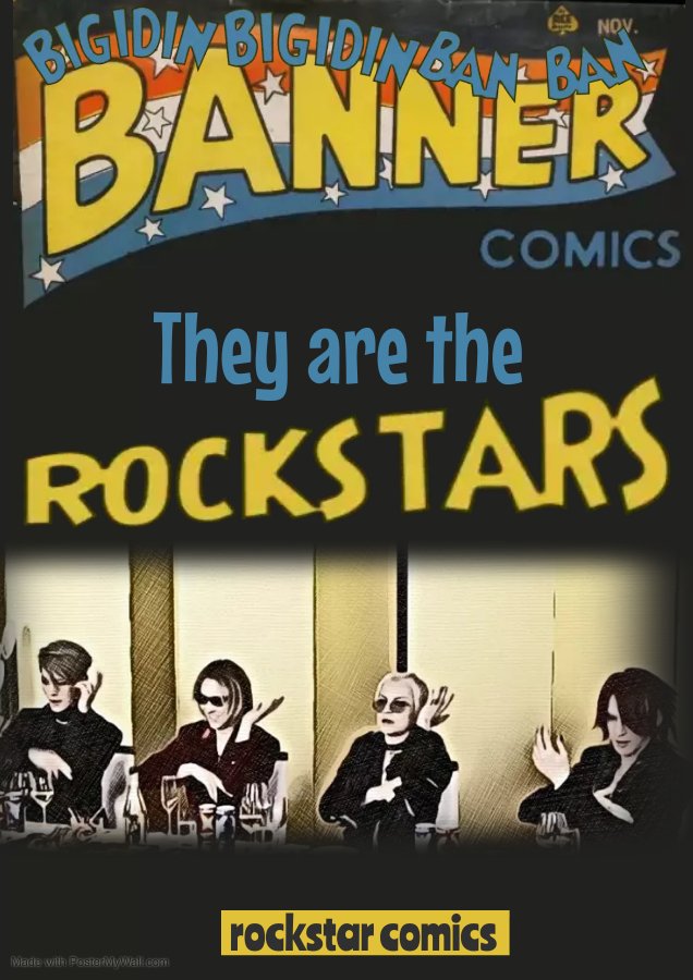 Rocklady19731's tweet photo. Made another one... Original is on the right again.
#FakeComicCover #TheLastRockstars #YOSHIKI #HYDE #SUGIZO #MIYAVI #BigidinBgidinBanBanBan https://t.co/Z8gz4N87Ry