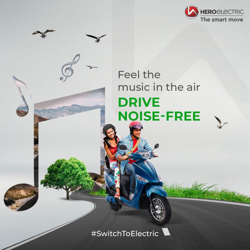 Do you hear the birds while on a ride? Switch to fuel-free driving⚡ and  enjoy a noise-free experience without switching off your vehicle. 
#HeroElectric #MakeTheSmartMove  #SwitchToHeroElectric