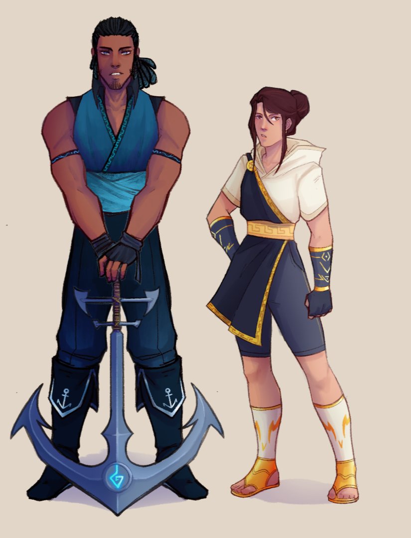ArtzKeya's tweet photo. I redesigned my StormChaser and gave them more of a greek design✨
Also her and Darius are called
"Team Maelstrom",here's their combo move. Wind + Water magic.

Muses from @Sirens_son https://t.co/s2DDduTQ5L