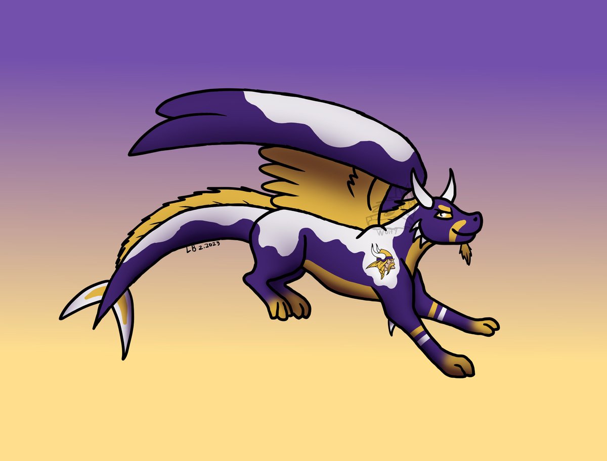 wolfypuppypaws's tweet photo. One of the only 2 purple NFL teams!

(I’m drawing all NFL teams as dragons!)

 Minnesota: Vikings💜💛

Please note I’m making them in the order that it says online. 🥺

#art #drawing #dragon #digitalart #nfl #football #skol #Vikings #Minnesota @Vikings @NFL https://t.co/4jy5BxpC3C