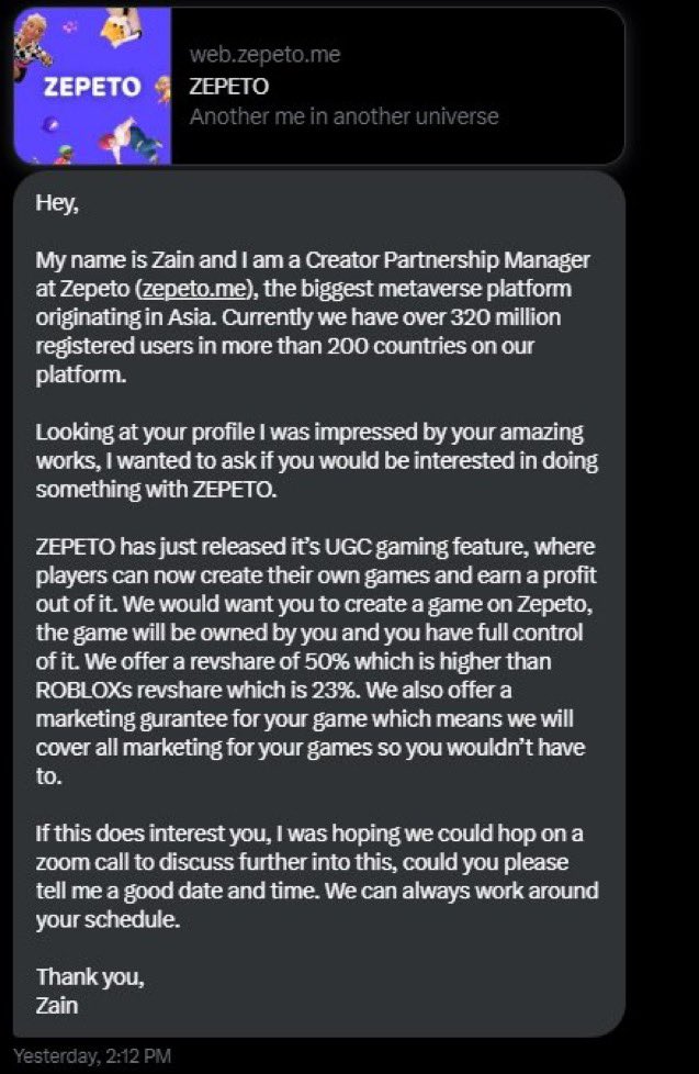 Roblox game creators seemingly courted by competitor Zepeto