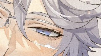 1boy male focus solo glasses blue eyes grey hair close-up  illustration images