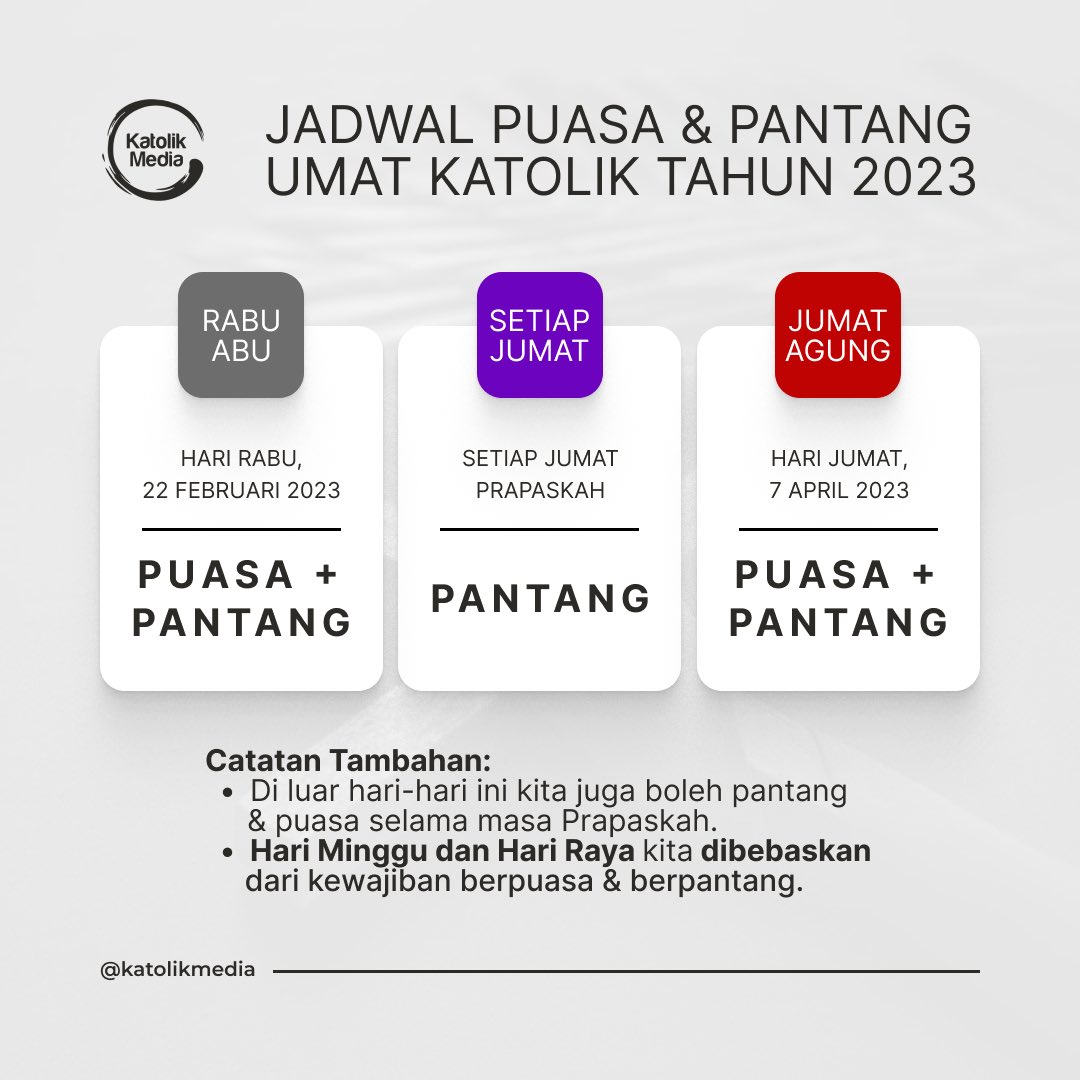 instakatolik's tweet photo. Jadwal Puasa dan Pantang 2023 https://t.co/gAHJa4LWSB
