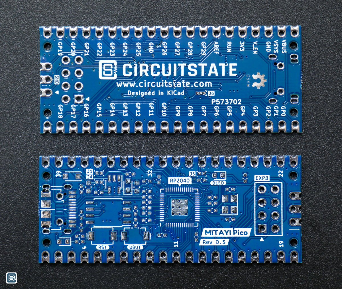circuitstate's tweet photo. Our Mitayi Pico development board using RP2040 microcontroller from @Raspberry_Pi is almost ready for production. The design is fully open-source and is designed in @kicad_pcb V7.
Learn more at https://t.co/6f4DhSl5Fg
#Mitayi #RP2040 #KiCad #RaspberryPi #CIRCUITSTATE https://t.co/Ht4SiAOYWS