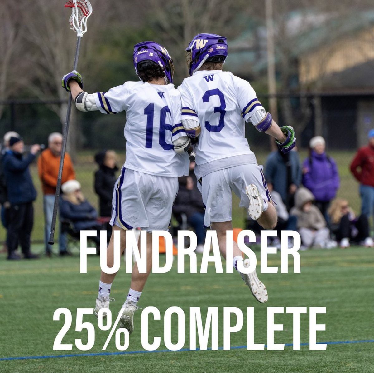 HuskyLax's tweet photo. Thank you Dawg Fans! 25% there! 

We just hit 25% towards our goal to provide need-based assistance for Husky Lacrosse student-athletes! There still some time left to help, every little bit helps! Link Below and in BIO!

https://t.co/r0pfRVc8Qu https://t.co/AjQbAehDk9