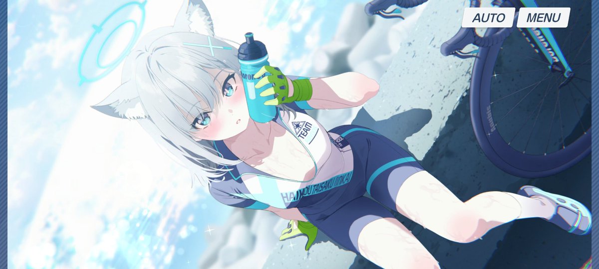 砂狼シロコ(ブルアカ) 「空が、透き通ってるな(汗も) 」|じゅん@(21)型駆逐艦のイラスト