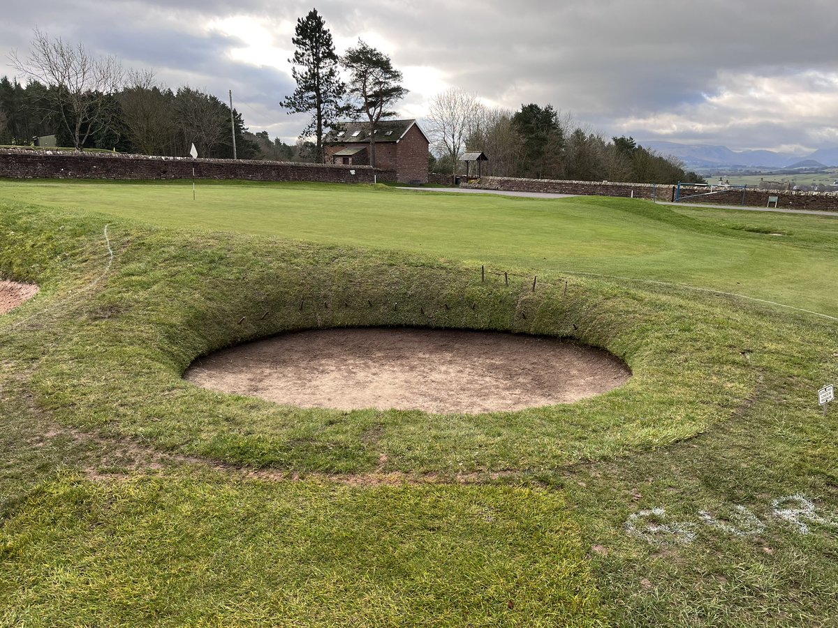 DStrong1890's tweet photo. Work completed on the 4th bunker @PenrithGolfUK  the old damaged liner removed and replaced. Great to be restoring bunkers again. https://t.co/1MoZl6GxWJ