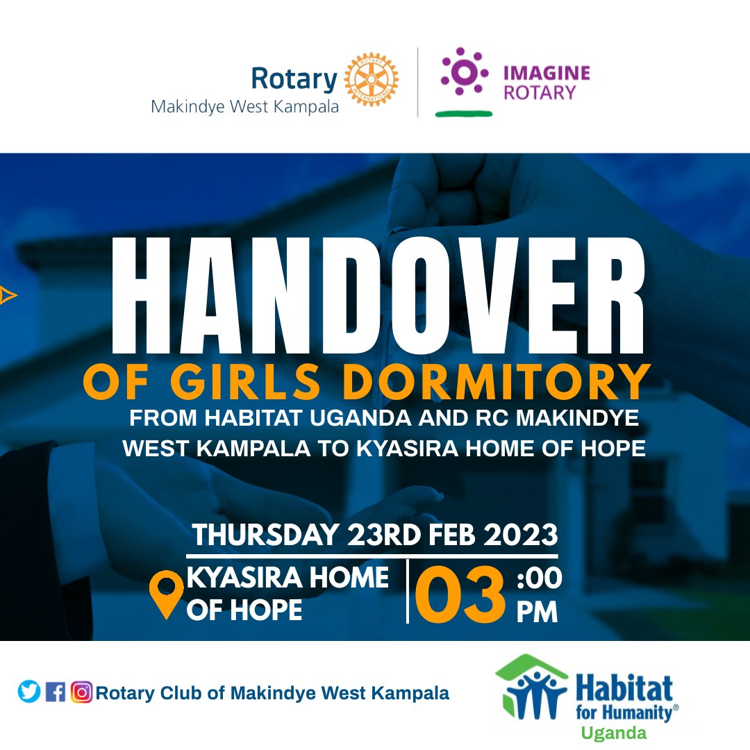 Rcmakindyewest's tweet photo. Greeetings,join us this Thursday,23rd Feb 2023,3pm at Kyasira Home of Hope as we launch &amp; hand over the Girls Dormitory officially to the sisters at Kyasira Home of Hope together with @Habitat4uganda
Find the program here attached 
@Kirabower @RCTmakindyeWest @peace_taremwa https://t.co/oIr0SrHI6Q