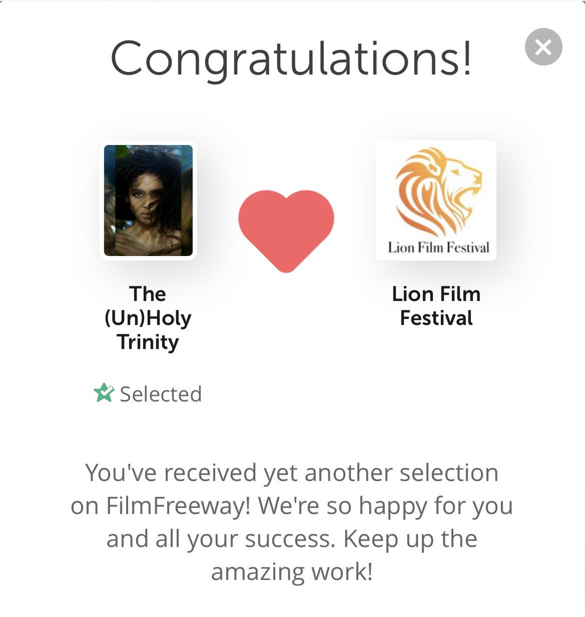 LauraJeanHealey's tweet photo. The (Un)Holy Trinity has just been selected for the Lion Film Festival! The online festival will run from the 3rd to the 12th March 2023.
#film #filmfestival #festival #artfilm #screening #digitalfilm #digitalart #artistmovingimage #art #artist #Filmmaker #director #filmart https://t.co/u2U9DXgfvO