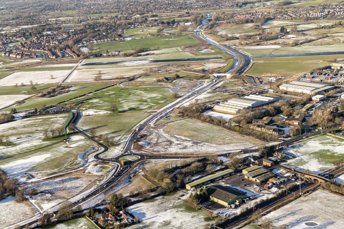 CheshireEast's tweet photo. The new £53m Poynton Relief Road will open to all traffic on Monday 6 March. The relief road has been designed to relieve Poynton village of high volumes of traffic We are very grateful to all our partners @GRAHAMGroupUK @StockportMBC and the Cheshire and Warrington LEP https://t.co/4JG653AyUW