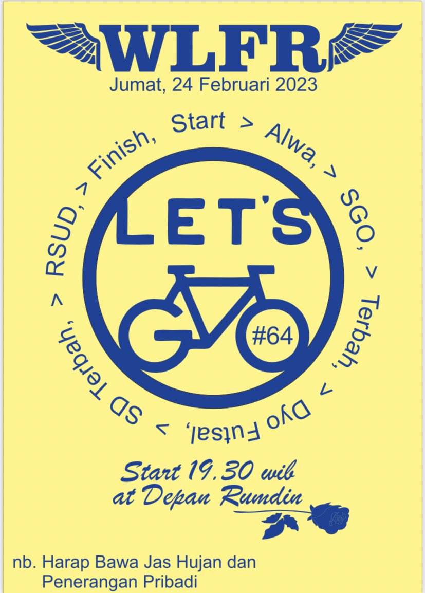 Sampun wekdalipun anggene kulo ngaturaken rute kaliyan jadwal #WLFR64
Monggo share ten rencang2 sedoyo