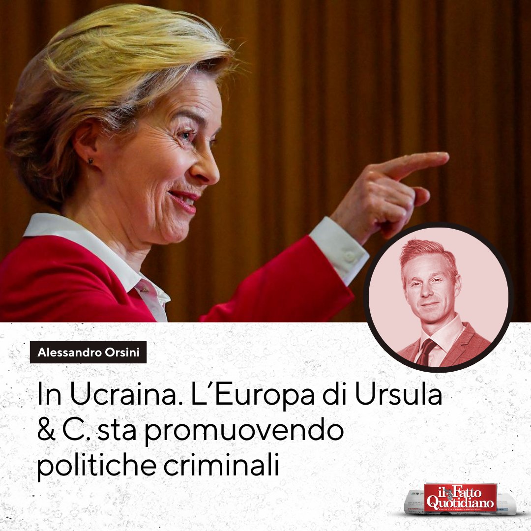 In Ucraina. L’Europa di Ursula &amp; C. sta promuovendo politiche criminali. 
Leggi: ilfat.to/politichecrimi… 

#21febbraio #edicola #fattoquotidiano