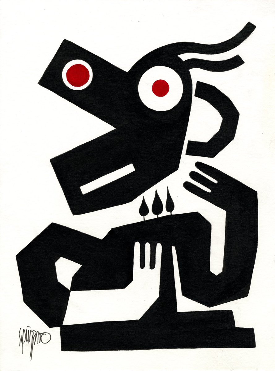 Bold flat colours and playful geometric shapes with elements of Pop Art, Bauhaus, and Constructivism define the work  of contemporary French artist Antony Squizzato (b.1975). These black and white are simply wonderful! #painting #artilove lennon-art.co.uk <a href="/AntoSquizzato/">Antony Squizzato</a>