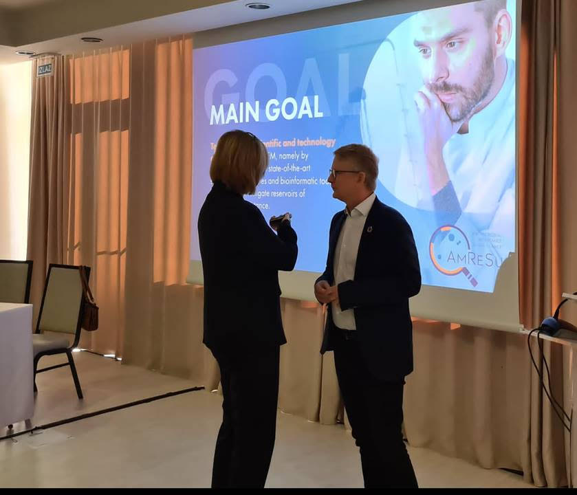 bfm_hr's tweet photo. Strengthening the innovation capacity in #AMR surveillance in #Croatia with the @EU_H2020 project #AmReSu. Throwback to the meeting of Arjana Tambić and Robert Skov during the break at the Postgraduate Education Course in Šibenik, Croatia https://t.co/qjsh2UqvSe