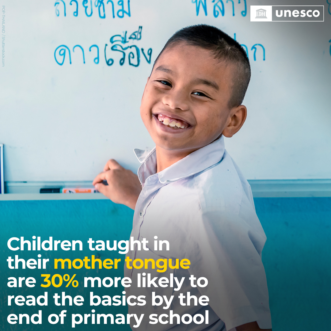 GEMReport's tweet photo. Multilingual education based on the mother tongue during the earliest years of their schooling helps children learn better.

It’s time for countries to implement mother language-based education.

https://t.co/ZUkOiZUmjm 

#MotherLanguageDay https://t.co/udElNbN9Lv