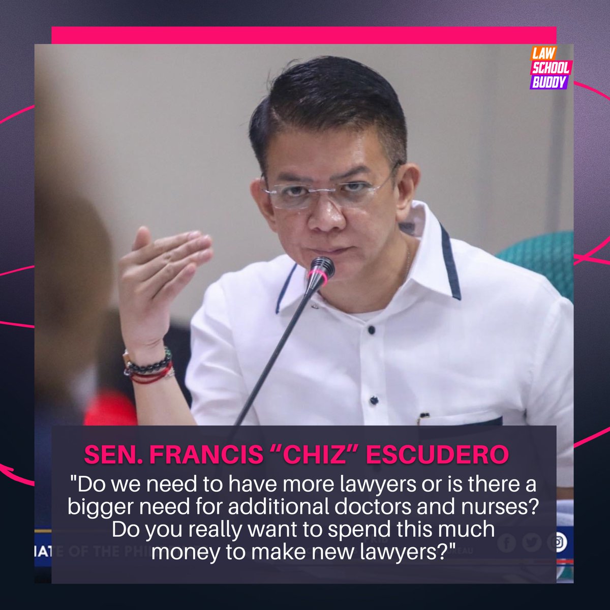 lawschool_buddy's tweet image. “Do we need to have more lawyers?” Sen. Francis Escudero on the recent bill to grant free tuition fees to aspiring lawyers or the Senate Bill (SB) No. 1610, the Free Legal Education Act of 2023.

Story here: facebook.com/10005717285130…

Courtesy of the Senate of the Philippines