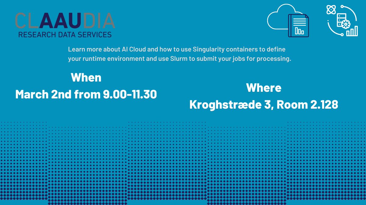 On March 2nd, CLAAUDIA and @ThomasArildsen  are hosting a workshop to help AAU researchers become more familiar with AI Cloud. 
Sign up now: events.aau.dk/event/how-to-u…