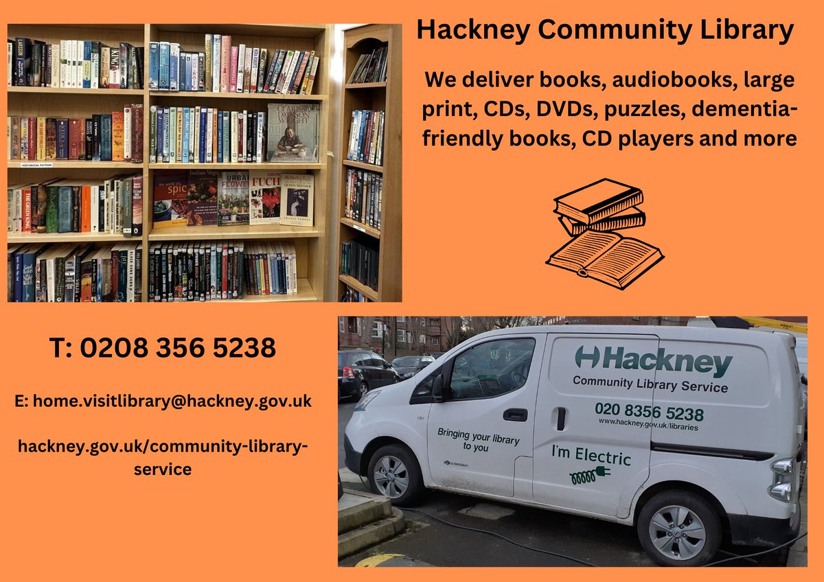 hackneylibs's tweet photo. Struggling to get to your local library? We'll come to you!
Today #HackneyCommunityLibrary visited St Anne's Care Home in #N16 with new books for housebound residents. If you know someone who'd benefit from monthly home deliveries, get in touch!
#Hackney
#LibraryLife https://t.co/nq0vkzziDg