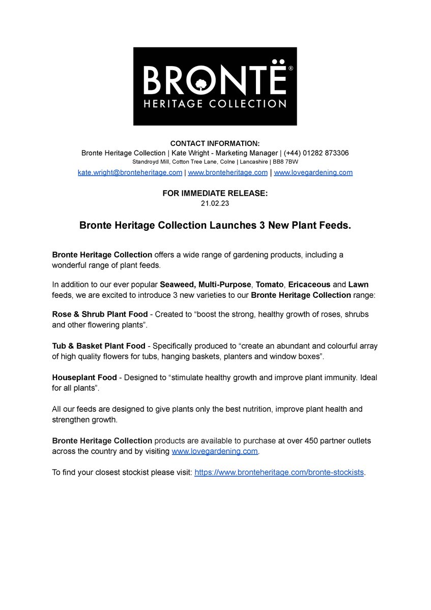BronteHeritage's tweet photo. We are excited to share some news with you! 

Press Release...

👇👇👇👇👇

#Pressrelease #newproducts #gardenpressevent #gardening https://t.co/DVyL5wPUfE