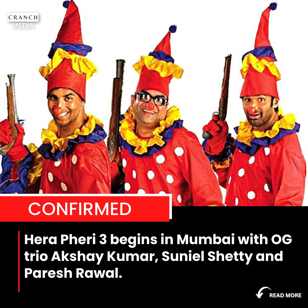 #HeraPheri3 is HAPPENING.. Original Trio #AkshayKumar #PareshRawal & #suneilshetty are Back to reprise their iconic characters. Promo shoot is underway in mumbai today.