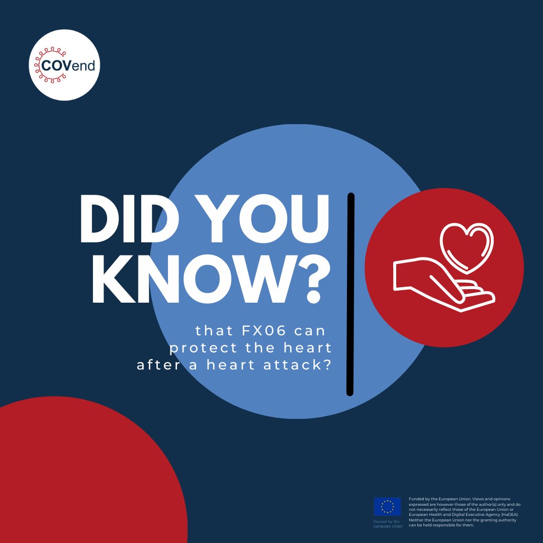 COVend_EU's tweet photo. #Didyouknow that #FX06 can #protect the #heart after a #heartattack?❤️🩺It has shown to reduce damage to the #heartmuscle by inhibiting #inflammation and protecting #bloodvessel function in a #clinicaltrial called F.I.R.E. 🔥 Read more 👉https://t.co/yugIGENkVV https://t.co/TA9hWn44x3