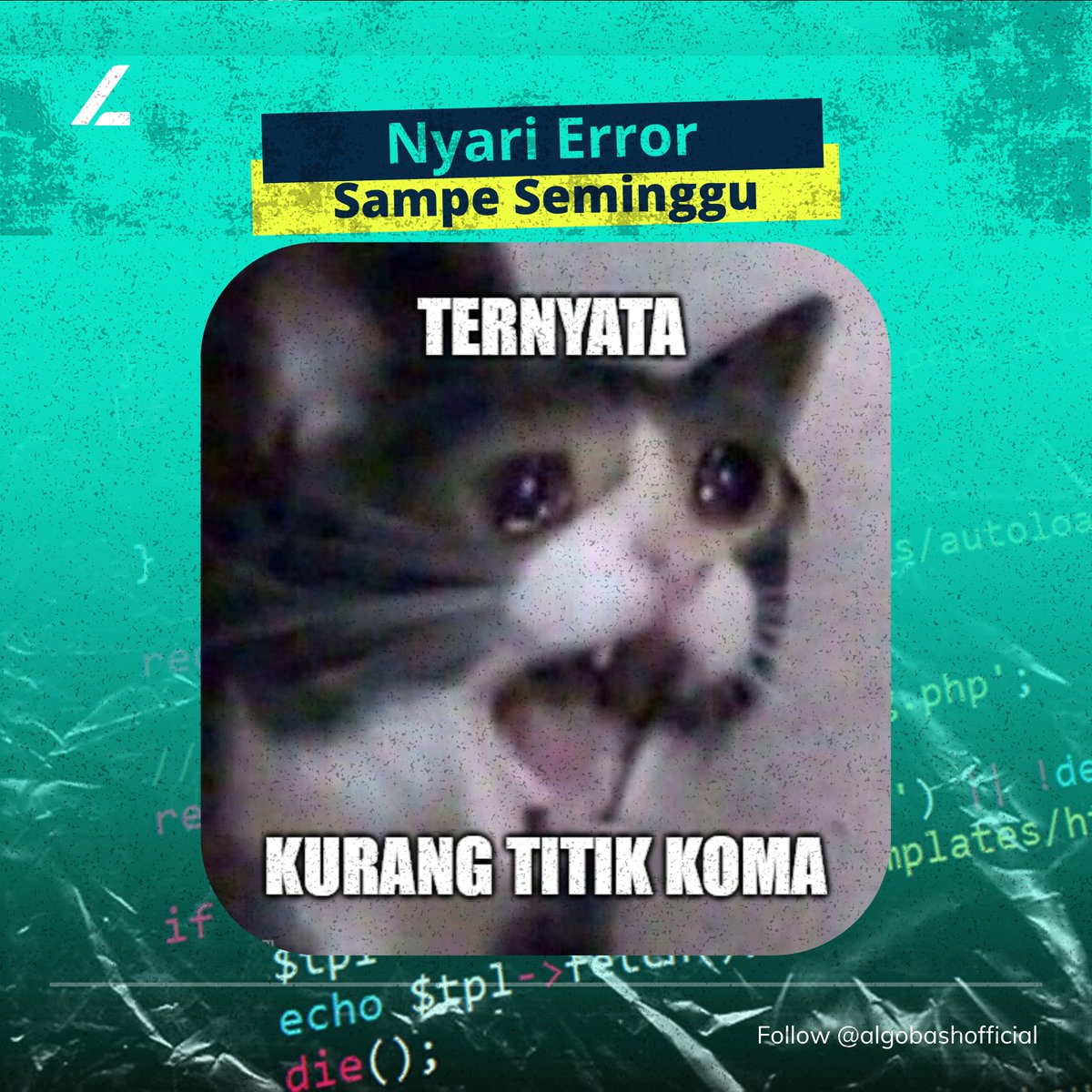 algobash_'s tweet image. Sering terjadi...
🎯Follow @algobash_
🎯Follow @algobash_
-----------------------------------------------------------------------
#programmermeme #memecoding #codingmeme #programmermemes #programmingmeme #programmer #programmerhumor #anakit