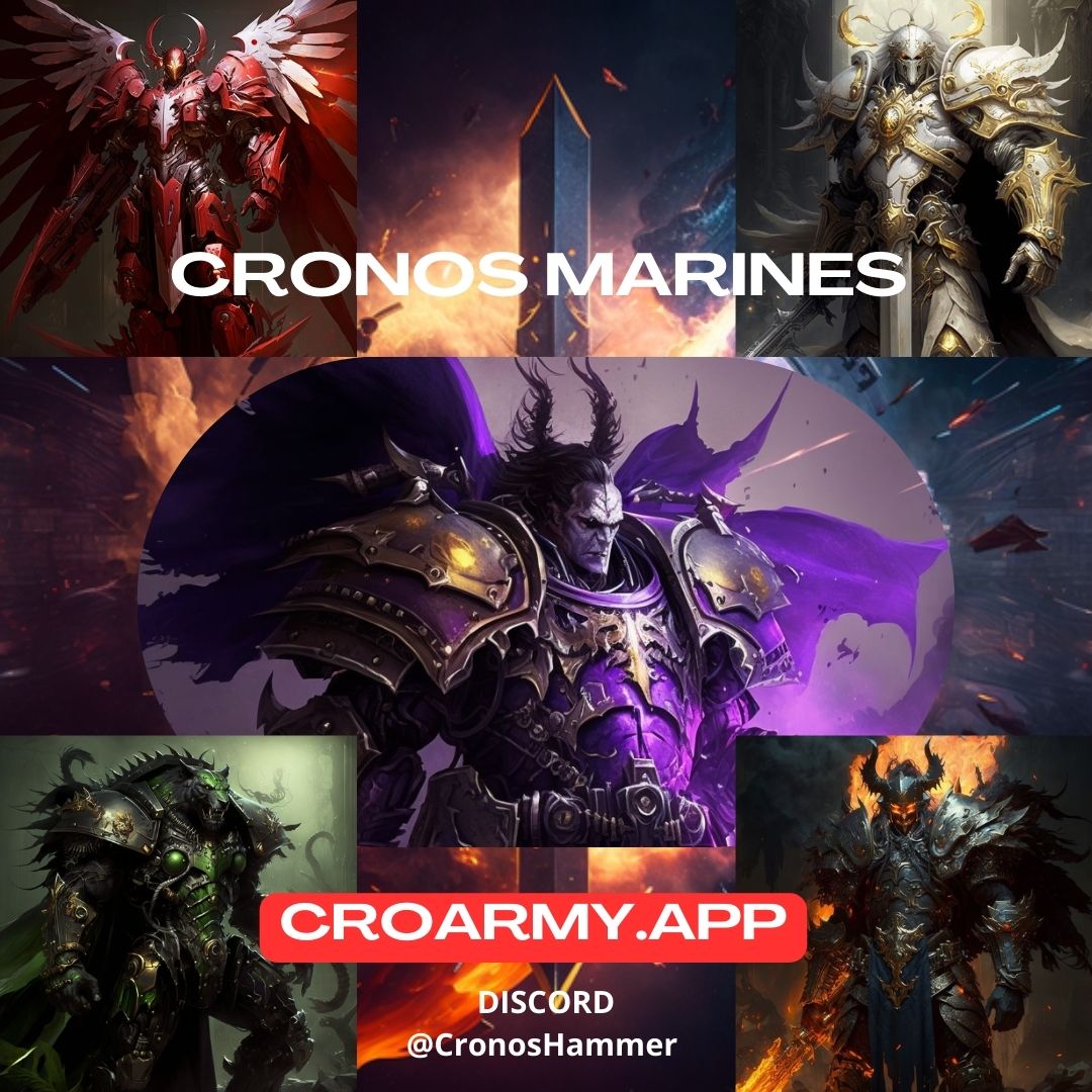 Join our Discord at discord.gg/mB3nnUKRYv to get whitelisted! 
Public price : 125CRO 
WL price:100CRO
Launch 5 March! 
#cronoshammer #croarmy #crotron <a href="/ECrokind/">CronosHammer</a> <a href="/cryptocoincro/">Wizzle | CroArmy🪖</a> <a href="/CroTronPanthers/">CroTron's Panthers | Minted out in 80minutes</a> <a href="/CroArmy_eth/">CroArmy | NFT Collection | $ARMY Token</a>