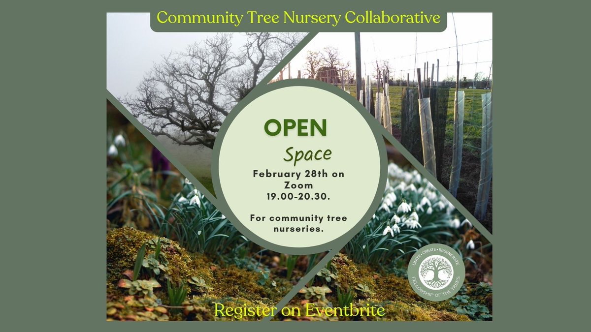 FellowshipTrees's tweet image. The Community Tree Nursery Collaborative welcome those involved in community tree projects to the bi monthly Open Space sessions, ask questions and grow community! For the next one on 28/2 from 19.00, register here eventbrite.co.uk/e/537090180187
#communitytreenurseries