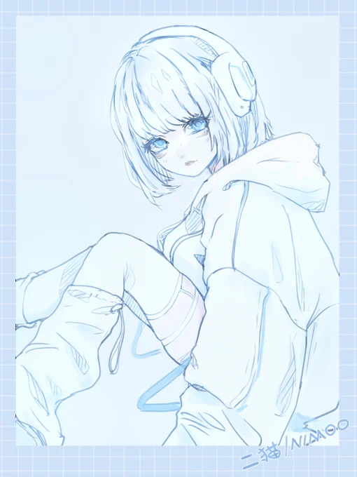 一度描きたかった#水色系統 #サブカル #イラスト #地雷系 