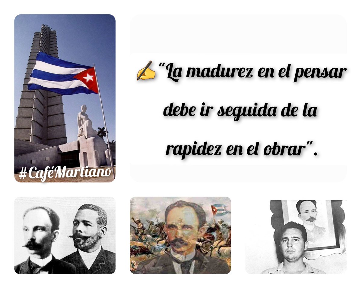 ❤️Café Martiano 🇨🇺 (@cafemartiano) on Twitter photo Buenos días 🇨🇺 #CaféMartiano
En fecha gloriosa: homenaje y compromiso.
✍️"Este es tiempo virtuoso y hay que fundirse en el".
“El rostro ceñudo de Martí y la mirada fulminante de Maceo señalan a cada cubano el duro camino del deber". #Fidel
#MejorEsPosible
#Cuba
<a href="/DiazCanelB/">Miguel Díaz-Canel Bermúdez</a> Buenos días 🇨🇺 #CaféMartiano
En fecha gloriosa: homenaje y compromiso.
✍️"Este es tiempo virtuoso y hay que fundirse en el".
“El rostro ceñudo de Martí y la mirada fulminante de Maceo señalan a cada cubano el duro camino del deber". #Fidel
#MejorEsPosible
#Cuba
<a href="/DiazCanelB/">Miguel Díaz-Canel Bermúdez</a>