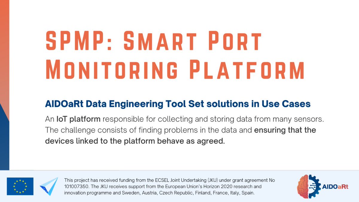 🛠️ This challenge aims to forecast potential #monitoringdifficulties and effects of blocking on the #portoperation by using:

➡️ #Anomalydetection techniques
➡️ #Simulationtechniques to determine the needs of the platform
➡️ Monitor data quality of #IoTsensors and platforms