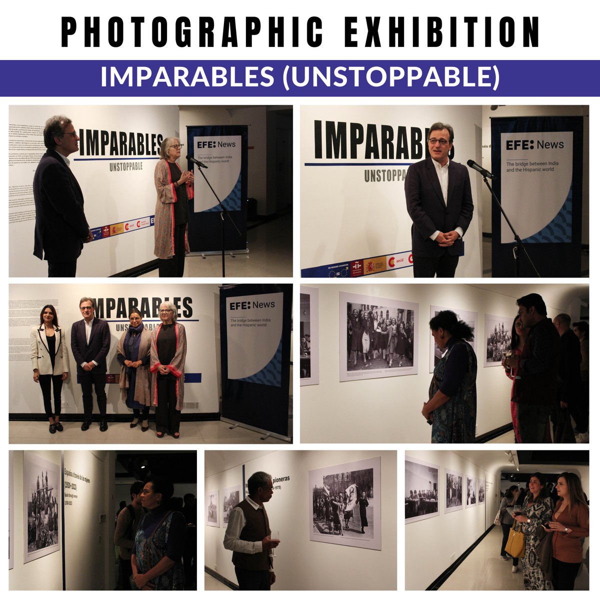ICNuevaDelhi's tweet image. Few📸from the Inauguration of the photo exhibition- Imparables (Unstoppable),depicting the evolution of women’s role👭in #Spain🇪🇸 through the archives of 
@EFEnews
 
Go &amp;amp; check out the📸exhibition:
🗓️until February 23rd
📍Instituto Cervantes,New Delhi

#SpaIndia #EUGenderChampion