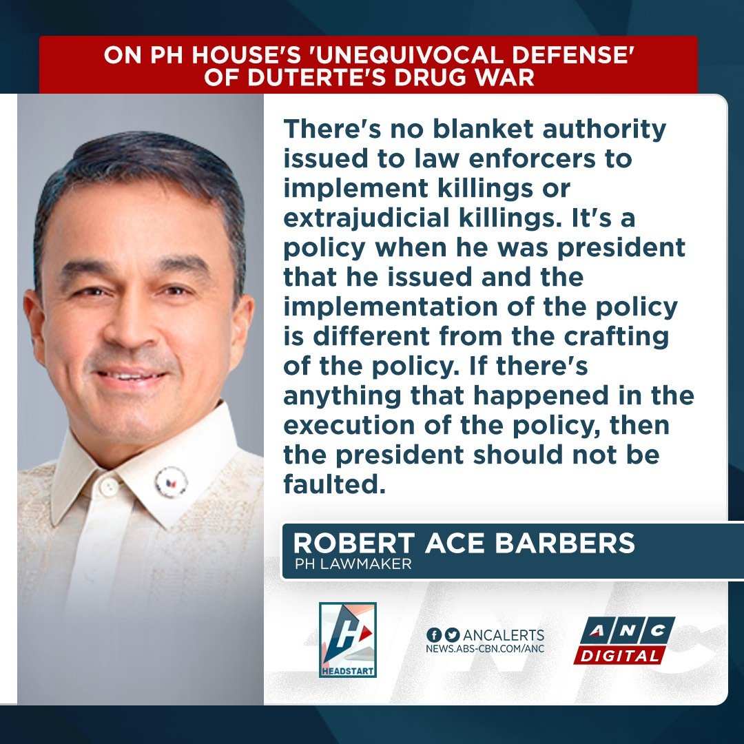 ICYMI: Surigao Del Norte Representative Robert Ace Barbers says they are not lawyering for Duterte after his colleagues called for unequivocal support for the former president. #ANCSoundbytes 

WATCH: youtu.be/rpkK_Vs8HnU