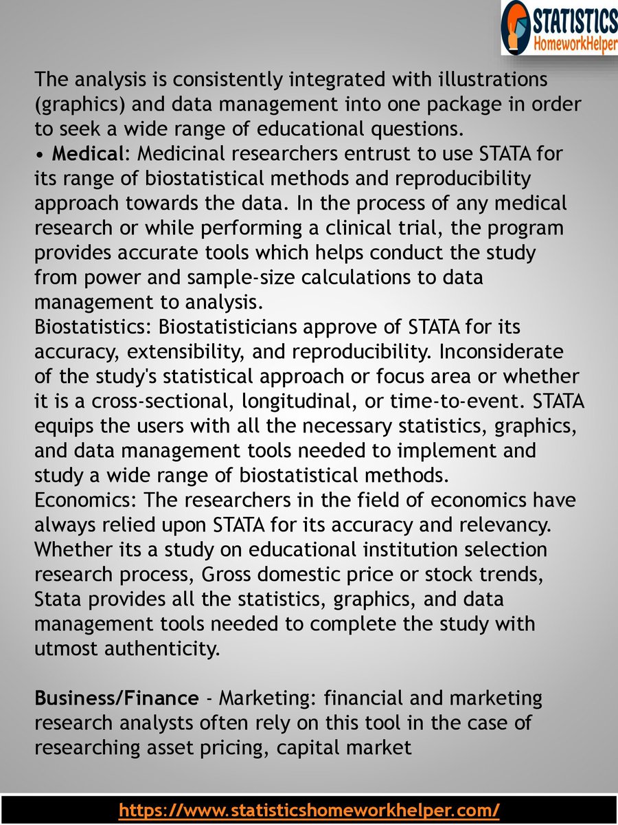 StatisticsHome2's tweet image. If you are struggling with your STATA homework, you can seek assistance from statisticshomeworkhelper.com services. These services can provide you with expert guidance and support for completing your STATA assignments.
Visit us at👉 bit.ly/3PQTGIJ
#statisticshomeworkhelper